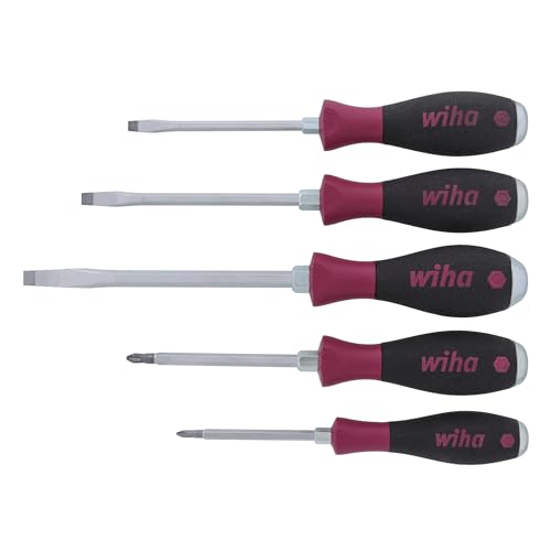 Wiha 53390 Screwdrivers, Slotted and Phillips, Extra Heavy Duty, Non-Slip Grip, 5 Piece , Black , full size