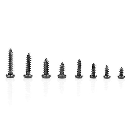 400Pcs M2/M2.6 Self Tapping Screws for Plastic, Stainless Steel Black Cross Self Tapping Screw with Box, Cross Pan Head Screws Set for Plastics, Wood, Soft Metals
