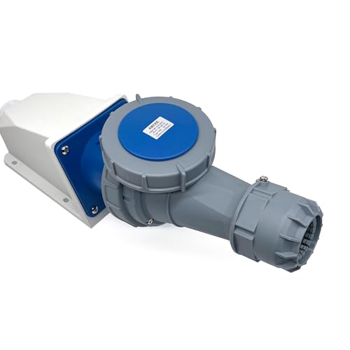 125A 3Pin Male+Surface-Mounted Receptacle Connector(Compatible with 100amp), IP67 Industrial Waterproof Connector Plug & Socket,Wall Mounted Plug(1Set),IEC60309 220V-250V 2P+E 6H - style: 3Pin Surface-mounted Set