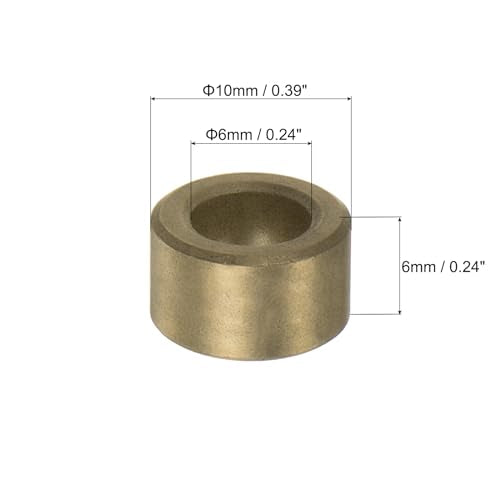 uxcell 12pcs Sleeve (Plain) Bearings 6mm Bore x 10mm OD x 6mm Length, Self-Lubricating Sintered Bronze Bushings - size: 6mm Bore x 10mm OD x 6mm Length