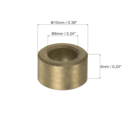 uxcell 12pcs Sleeve (Plain) Bearings 6mm Bore x 10mm OD x 6mm Length, Self-Lubricating Sintered Bronze Bushings - size: 6mm Bore x 10mm OD x 6mm Length
