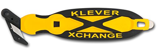 Klever XChange, Box Cutter, Safety Cutter, Utility Knife, Safety Knife, Replaceable Head Perfect For Cutting Double Wall Cardboard or Other Thick Material (Yellow) - color: Yellow