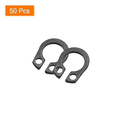 uxcell 50 Pcs External Retaining Rings, 4.7mm 65Mn Carbon Steel External Circlip Snap Rings Round Wire Snap Rings for Valves Electrical Appliances, Black - color: Black, size: 4.7mm