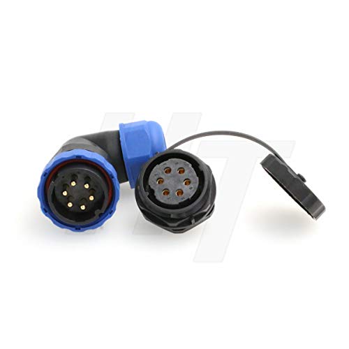 HangTon HE29 6 Pin Bulkhead Plastic Waterproof Connector Threaded Outdoor Industrial Electrical Power Circular Male Female Angled Wire Cable Plug + Panel Socket (6 pin) - size: 6 pin