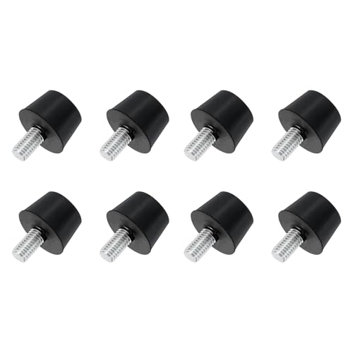 uxcell 8Pcs Rubber Vibration Isolators Mounts Rubber Shock Absorber Mounts, 0.98" x 0.69" Conical Studs with M8 x 15mm Threaded, Silent Block for Air Compressors, Motor, Engines, Black - size: 0.98" x 0.69", M8 x 15mm