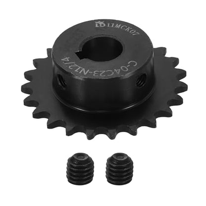 uxcell #25 Chain Roller Sprocket 12mm Bore 49.5mm OD, 23 Tooth C45 Carbon Steel ANSI #25 Roller Sprocket Round Hole with 4x1.8mm Keyway & Set Screws for ISO 04C Chain, Black - size: 12mm Bore 49.5mm OD, 23 Tooth, 4x1.8mm Keyway