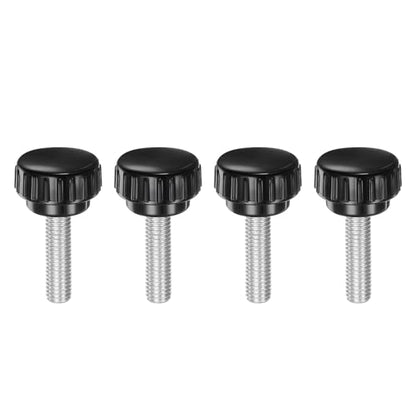 uxcell 4pcs Knurled Clamping Knobs M8 x 30mm Metric Zinc Plated Carbon Steel Male Thread Thumb Screw on Type 30mm Plastic Round Head Threaded Hand Bolt Stud Knobs Black - size: M8 x 30mm x 30mm