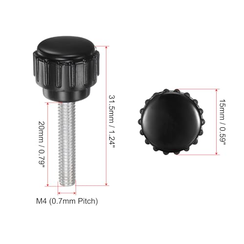 uxcell 8pcs Knurled Clamping Knobs M4 x 20mm Metric Male Thread 15mm Head - size: M4 x 20mm x 15mm