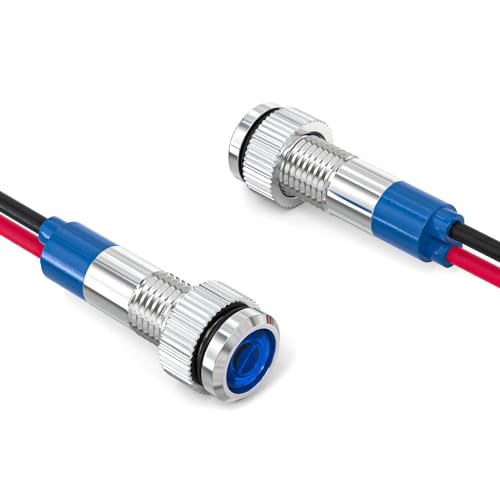 GASHER 5 PCS Energy Saving Indicator Light, LED Light 12V/24V/110V 20mA Panel Mount Light, Mounting Hole Size 6mm Blue LED (12V) - color: Blue, size: 6MM（12V）