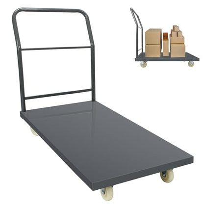 Heavy Duty Platform Truck Moving Flatbed Cart, Steel Flatbed Cart for Luggage Moving, Shopping, 36"x24"Push Dolly, 2000 LBS Dolly Cart Flatform with Wheels and Handle (36"x24") - size: 36"x24"