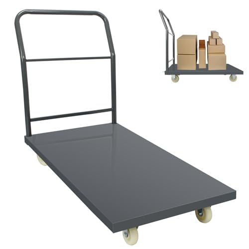 Heavy Duty Platform Truck Moving Flatbed Cart, Steel Flatbed Cart for Luggage Moving, Shopping, 36"x24"Push Dolly, 2000 LBS Dolly Cart Flatform with Wheels and Handle (36"x24") - size: 36"x24"