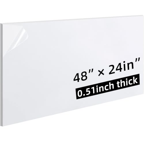 1 Pcs 1/2" X 24'' X 48'' White Hdpe Plastic Sheet Flexible High Density Polyethylene Cutting Board, Solid Plastic Block, for CNC, Machining, Industrial, DIY Projects - color: White