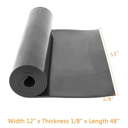 HooTown Solid Rubber Sheets Strips, No Adhesive Neoprene Rubber Rolls Seal - size: 12” Wide x 48” Long, style: 1/8" Thick