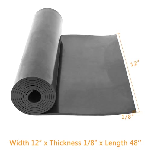 HooTown Solid Rubber Sheets Strips, No Adhesive Neoprene Rubber Rolls Seal - size: 12” Wide x 48” Long, style: 1/8" Thick
