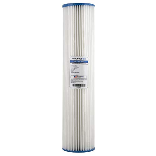 Hydronix SPC-45-2001 Pleated Water Filter Whole House Commercial Industrial Washable and Reusable 4.5 x 20-1 Micron