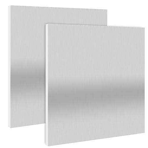 2 Pack 12 x 12 Inch, 1/4 Inch Thick 6061 T6 Aluminium Metal Sheet, Aluminum Sheet Plate Flat Stock, Flat Plain Plate Panel Finely Polished and Deburred, by GENHAKON. - size: 2 Pack 12 x 12 Inch