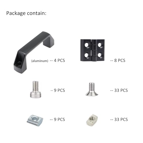 2020 Aluminum Extrusion T Slot Hardware 8Pcs Pivot Hinge 4Pc Handle - style: 4 sets with M6 8 sets with m4