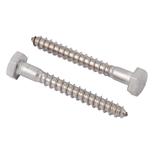 1/4 x 3-1/2 Stainless Lag Bolt (25-Pack) 18-8 Stainless Steel, Heavy Duty Hex Wood Lag Screw, ASME B18.2.1 Commercial/Industrial Grade by Makers Bolt - size: 1/4 x 3-1/2 (25 pack)