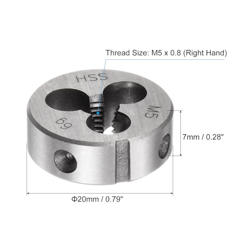 uxcell Round Threading Dies, Metric M5 x 0.8 Thread (Right Hand), High Speed Steel (HSS) Screw Cutting Die Repair Tool - size: M5 x 0.8