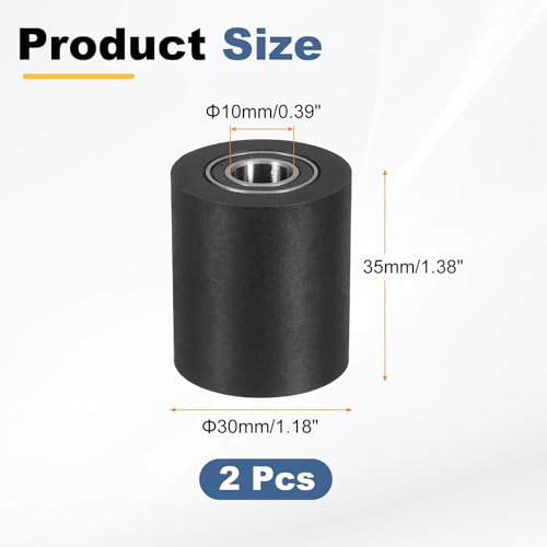 uxcell 2Pcs Plastic Roller Wheel with Bearings 3/8" x 1-3/16" x 1-3/8" - size: 3/8" x 1-3/16" x 1-3/8" (ID x OD x L)