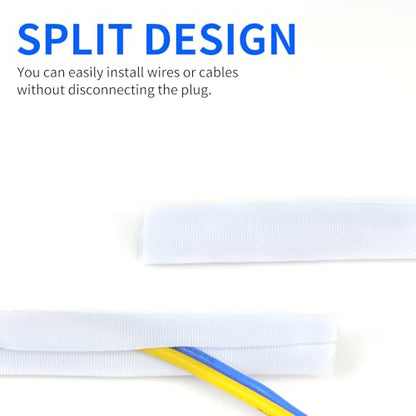 Split Wire Loom, 20ft Automotive Cable Protector Sleeve, Flexible Braided Cable Sleeves High Temperature Cable Management (White, 3/16") - color: White, size: 3/16"