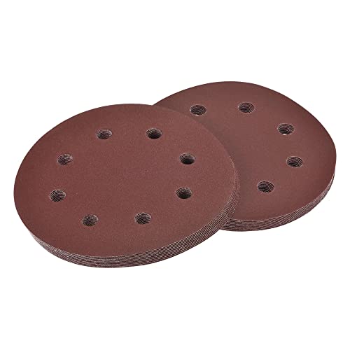 uxcell 7 Inch Hook and Loop Sanding Disc 180/240 Grit Flocking Sandpaper 8 Hole for Random Orbital Sander Paper, 20 Pcs