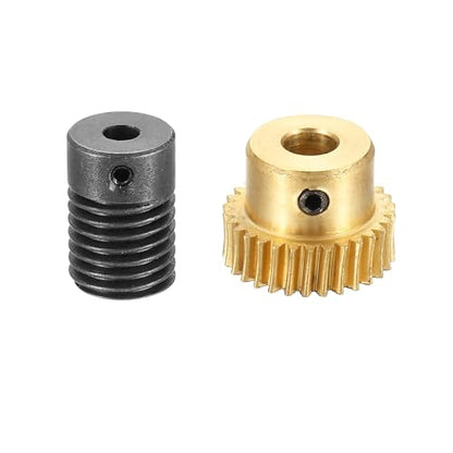 uxcell Worm Gear Set Right Rotation 30T 0.5 Module 1:30 Reduction Rate - size: Gear-5mm, Rod-4mm Bore, style: 0.5M-30T