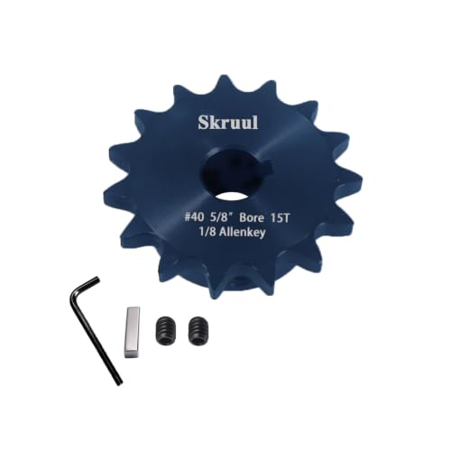 40BS15H-5/8#40 Roller Chain Sprocket 15 Tooth 5/8" Bore Finished Bore Type B Black Oxide Anti-Rust Hardened Carbon Steel with Keyway 2 Set Screws Key & Hex Wrench for Mini Bike Go Kart