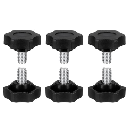 HARFINGTON 6Pcs Star Knob Handle M8 x 12mm Male Thread Metric Carbon Steel - size: M8 x 12mm