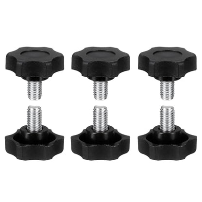 HARFINGTON 6Pcs Star Knob Handle M8 x 12mm Male Thread Metric Carbon Steel - size: M8 x 12mm