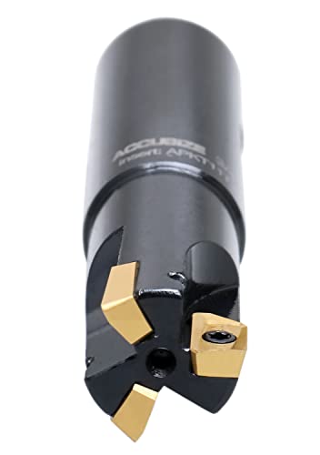 Accusize Industrial Tools 3/4" 90° Square Shoulder Indexable End Mill w/ 10 add'l APKT11T308 Inserts, 3/4" Shank, 3-1/2" OAL, 0.433" ap, 3 Flutes, APKT11T308, Carbide Inserts, 0056-0917+0056-1130 - size: 3/4" Cut, 3/4" Shk, 3 Fl, w/ 10 add'l inserts