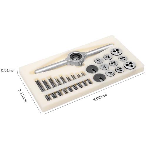 31pcs Mini Tap and Die Set, Tap & Die Sets M1 to M2.5, Thread Repair Kits for Threading Internal and External Threads, U7V-9PB-MX3394