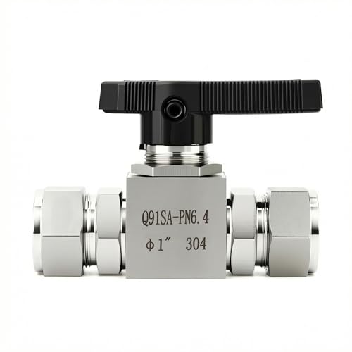 1PCS 304 Stainless Steel Compression Valve,1" Tube OD Straight Adapter, for water/oil/air systems. - size: 1" OD (Valve)