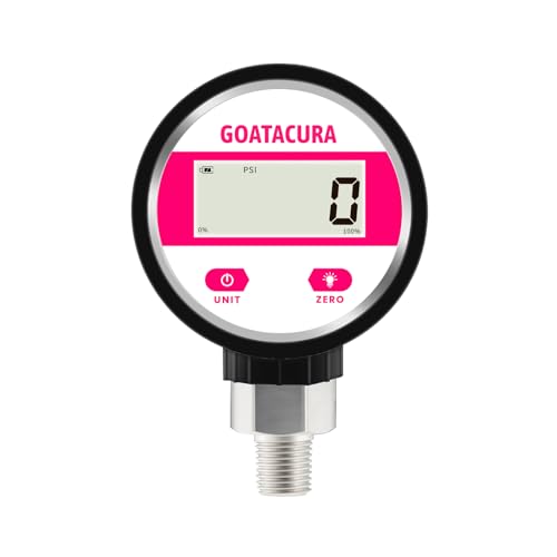 -15psi-0 Digital Vacuum Industrial Pressure Gauge, 2-1/2" Dial Size, 1/4" NPT Lower Mount, 304 Stainless Steel Case and Connection, 1% High Accuracy, with Protective Sleeve - size: -15psi-0
