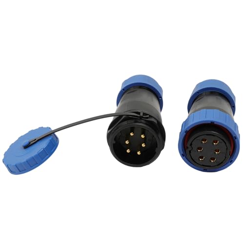 TY28 6 Pin 25A Waterproof Screw Crimp Connector, Female Male Bulkhead Plug Receptacle, Quick-Disconnect for Electrical Power Device - color: In-line Mount, size: 6 Pin 25A
