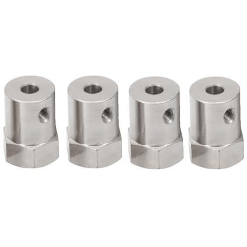 4pcs Hex Coupler 4mm Bore Motor Hex Stainless Steel Shaft Coupling Flexible Connector for Car Model Shaft Connection RC Motor Car Wheels Tires Shaft Motor (4mm) - color: 4mm