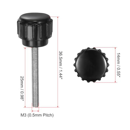 uxcell 8pcs Knurled Clamping Knobs M3 x 25mm Metric Male Thread 14mm Head - size: M3 x 25mm x 14mm
