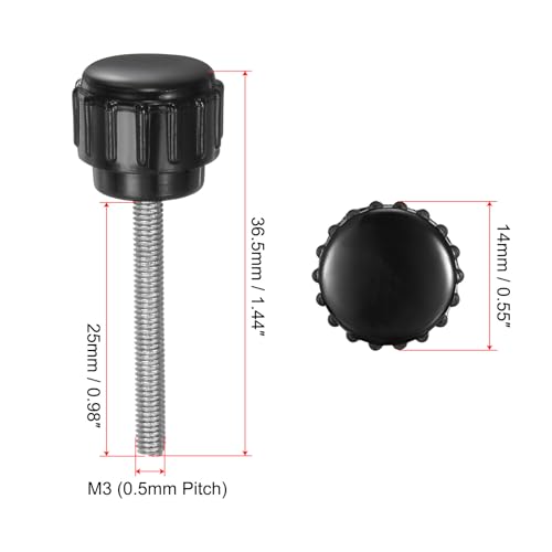 uxcell 8pcs Knurled Clamping Knobs M3 x 25mm Metric Male Thread 14mm Head - size: M3 x 25mm x 14mm