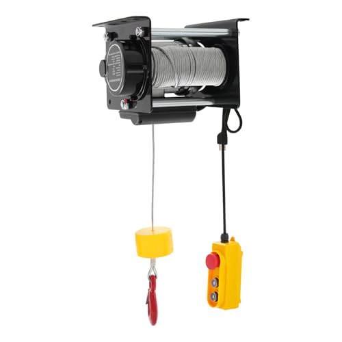 Electric Hoist Winch Portable Electric Hoist with Wired Control, 881lbs Powered Hoists with Long Steel Wire Rope, for Factory, Garage & Warehouse, 98ft Lifting Height, 110V 1000W (Black) - color: Black