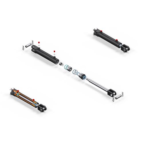 Welded Clevis Cylinder for Double Acting - Double Acting Hydraulic Cylinder, 2.5" Bore, 8" Stroke, Inline Ports, Parallel to pin