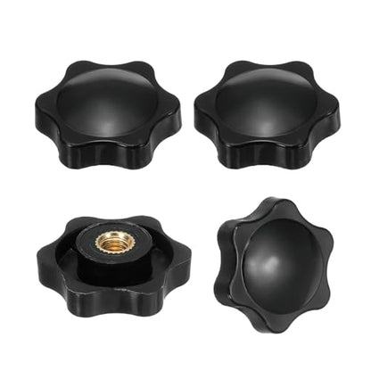 PATIKIL M6 x 32mm Thread Star Knobs, 4 Pcs 6 Star Knurled Tightening Screw Clamping Knob Handle for Umbrella Base Replacement, Black - color: Black, size: 6mm x 32mm