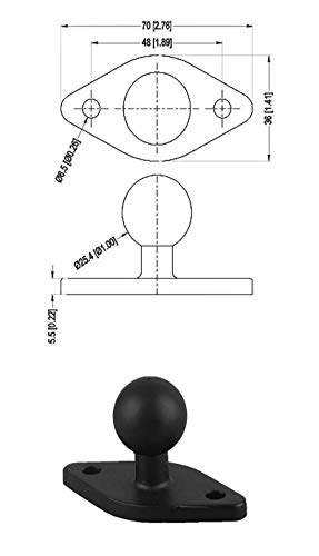 Marine Aluminum 1'' Ball Adapter Base with AMPS Diamand Plate for All Industry Standard 1 inch / 25mm / B Size Socket Arm, Compatible with RAM, Arkon, iBolt and More (Diamand)