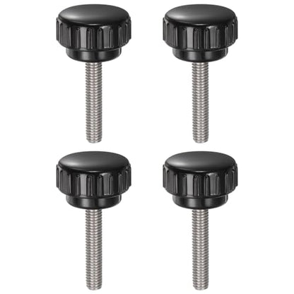 uxcell 4pcs Knurled Clamping Knobs M6 x 30mm Metric 304 Stainless Steel Male Thread Thumb Screw on Type 25mm Plastic Round Head Threaded Hand Bolt Stud Knobs Black - size: M6 x 30mm x 25mm