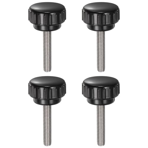 uxcell 4pcs Knurled Clamping Knobs M6 x 30mm Metric 304 Stainless Steel Male Thread Thumb Screw on Type 25mm Plastic Round Head Threaded Hand Bolt Stud Knobs Black - size: M6 x 30mm x 25mm