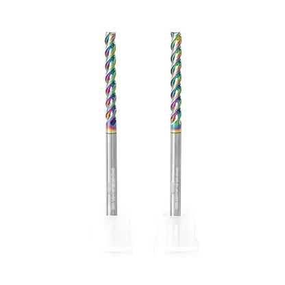 Tools 1/8” Extra Long Carbide Square End Mill for Aluminum, Copper Alloy, Plastic, 3" Overall Length End Mill Bits, 3 Flute HRC 62 Deg DLC Coating, CNC Router Bits 1/8 Shank (1/8-3" 2PCS) - size: DLC EXXL 1/8-3" 2PC