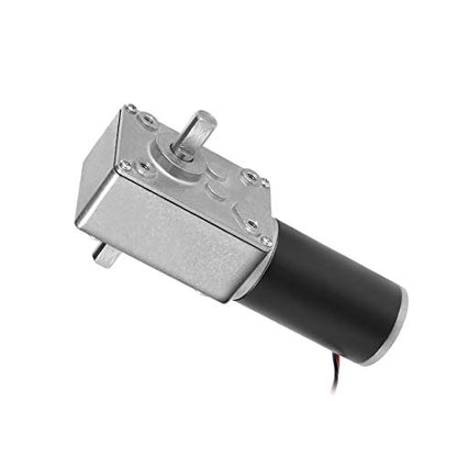 DC 12V 60RPM 7Kg.cm 8mm Double Shafts Self-Locking Reversible Worm Gear Motor with Cable, High Torque Speed Reduction Motor, Turbine Electric Gearbox Motor - size: Double Shafts, style: 12V 60PM