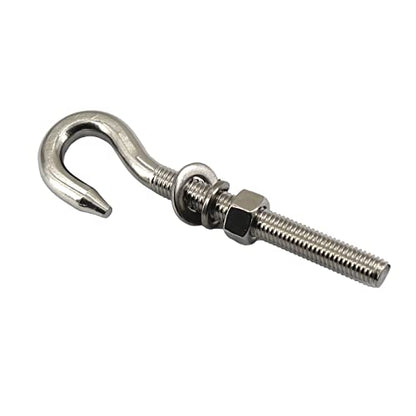 2Pcs M12 Stainless Steel Eye Bolt with Nut and Washers Long Shank Threaded Rod Round Hook Eyelet Bolt Screw - size: M12