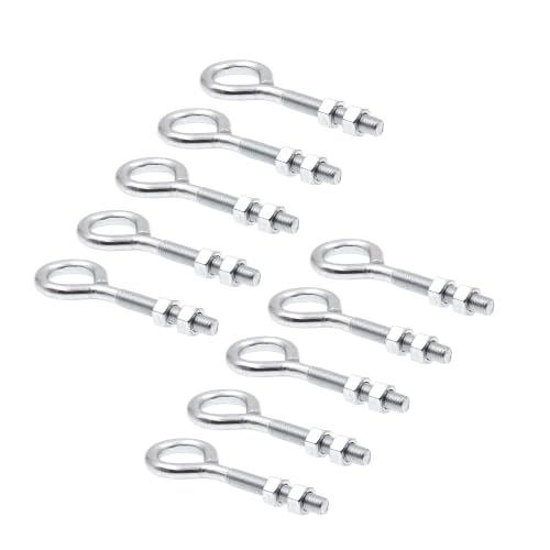 Prime-Line 9066972 Eye Bolts with Nuts, 1/2 in.-13 x 6 in., Zinc Plated Steel (10 Pack)