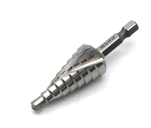 TEMO M35 Cobalt Spiral Step Drill Unibit Bit 1/4-3/4" 9 Size 1/4" Hex Shank - size: 1/4" - 3/4", style: Spiral