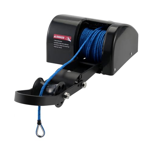 35 lbs Electric Anchor Winch, 12V Boat Anchor Winch-Marine Saltwater Anchor Windlass Kit with Remote Control & 100-feet of Pre-Wound Anchor Rope for Speedboats, Wench-Anchors - Complete Set Black